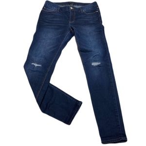 WHBM Dark Wash Distressed Skinny Regular Rise Jeans size 6R